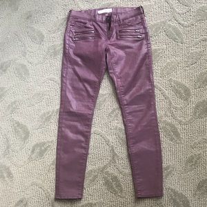 Topshop coated low rise Moto jeans